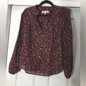 COPY - LOFT Print Long Sleeve Button Down Blouse